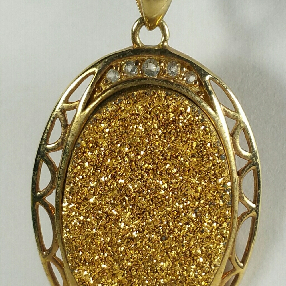 DESIGNER GS DRUZY GOLD STERLING PENDANT NECKLACE